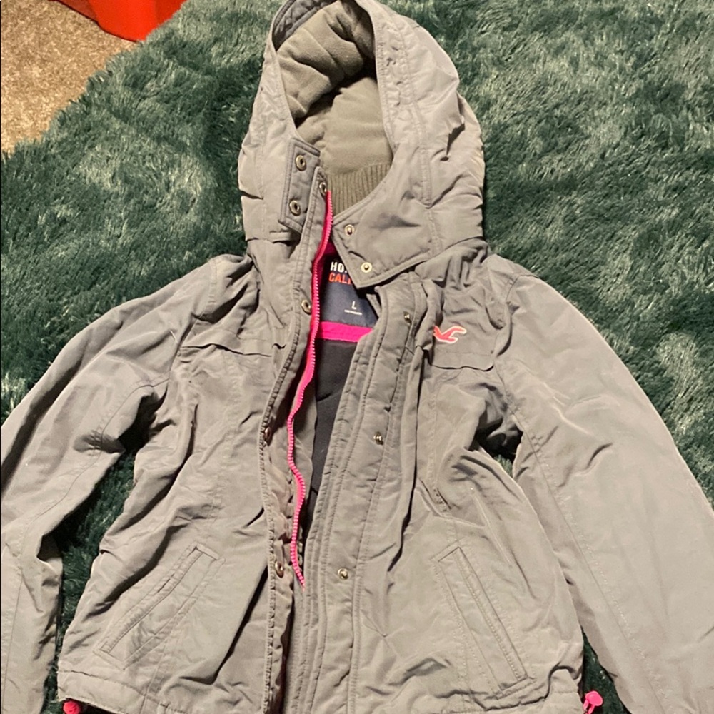 Hollister Kids Gray Jacket with Pink Accents